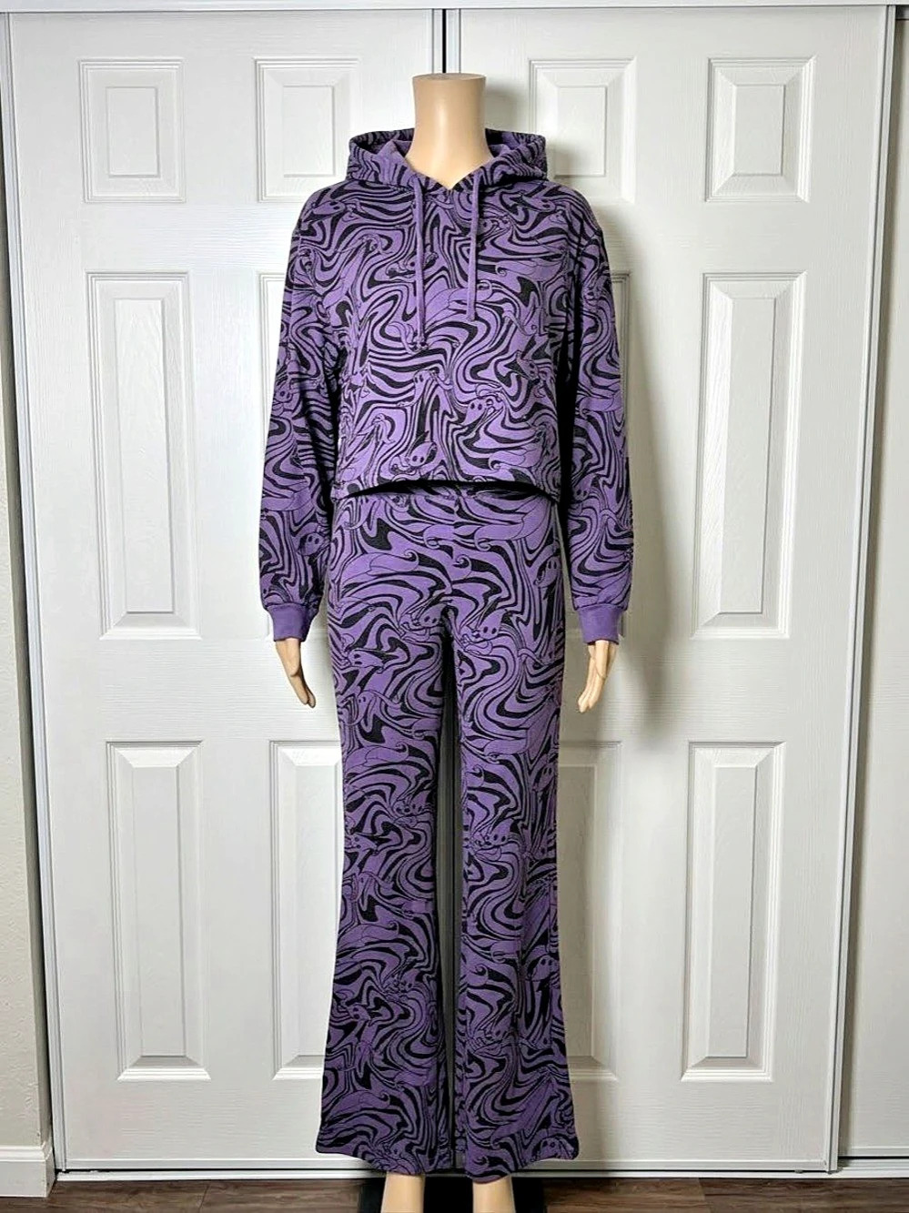 Purple & Black Abstract Wide Leg Set Like New
